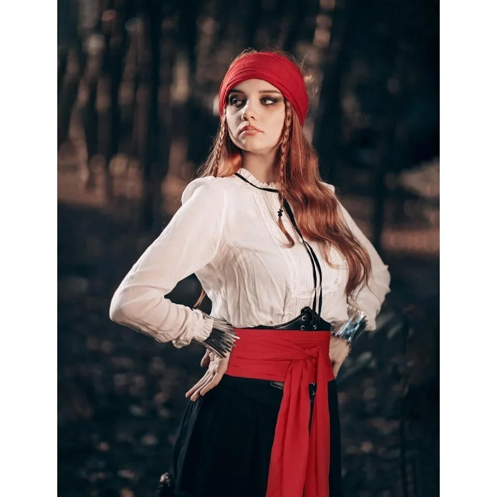 Men Women Pirate Costume Accessories Set Bandana Sash Necklace Eye Patch
